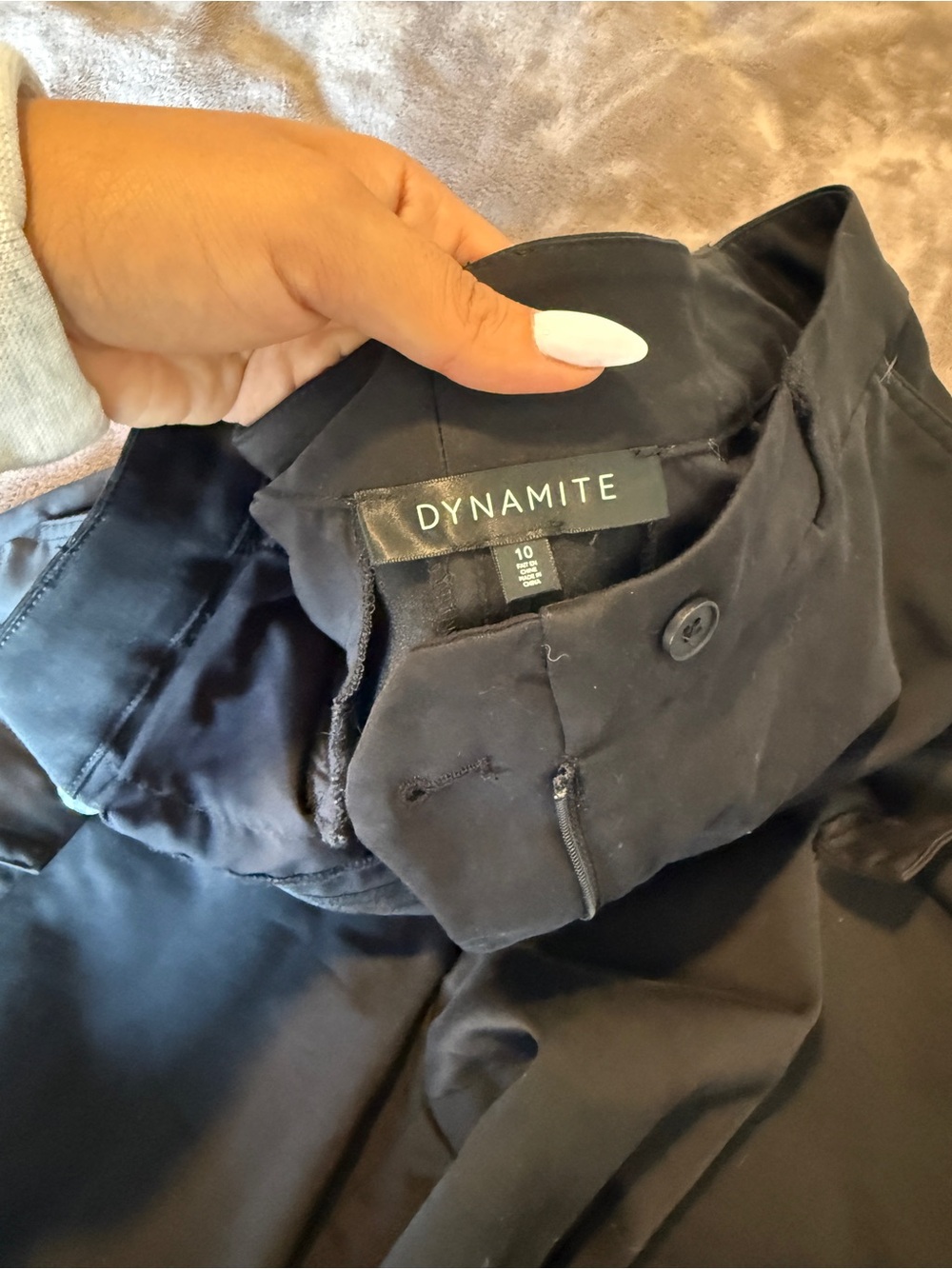 Dynamite Black Trench Coat with Button Neck Detail